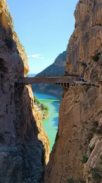 grand canyon Spain.  Caminito del Ray, Spain.  A famous walkway along the steep walls of a narrow gorge in Spain. 