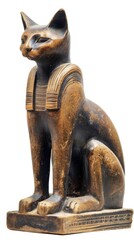 Ancient Egyptian Cat Sculpture: A Timeless Bronze Artifact of Feline Mythology and Cultural Significance, cutout, isolated background