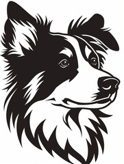 Obraz premium Close up of simple，dog，Logo with thick black and whiteoutline style， smooth edges，one color