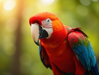 Scarlet Macaw Showing its Colorful Plumage in Nature
