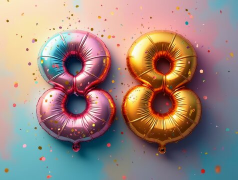 Colorful Balloons Forming the Number 88 for an 88th Birthday Celebration
