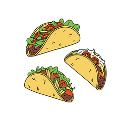 Vector Illustration Of Wonder Delicious Tacos