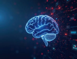 Artificial intelligence processing data in digital brain representing machine learning