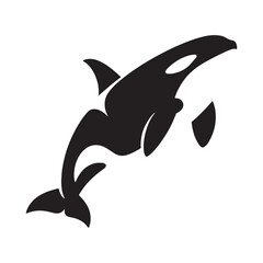 Fototapeta premium Hunting Orca silhouette, a calculated deep-sea predator - Orca illustration - Minimalist Orca vector - Fish silhouette 