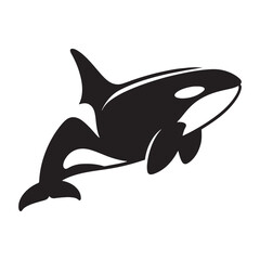 Eerie Orca silhouette, the silent force of the sea - Orca illustration - Minimalist Orca vector - Fish silhouette

