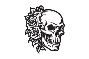 Floral Skull with Roses vector