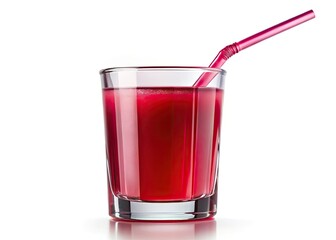 Vibrant strawberry juice in a glass, a perfect summer beverage, photographed up close.