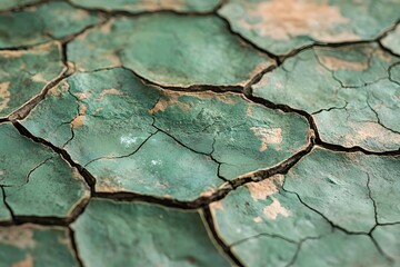 Cracked Earth Texture in Shades of Green for Design and Background Use