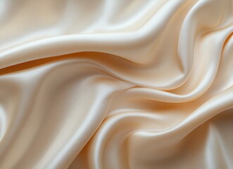 Obraz premium Soft Creamy Satin Fabric Background Texture for Elegant Textile Design and Fashion Concepts, Perfect for Backgrounds, Drapery and Decoration