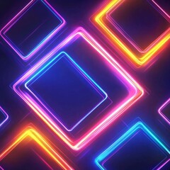 Vibrant Neon Light Abstract Background with Geometric Shapes