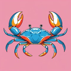 crab head on plain pink background childish style illustration