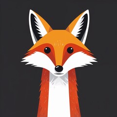 Obraz premium fox head on plain black background childish style illustration