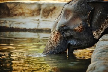 Fototapeta premium Botswana. Elephant drinking from river.