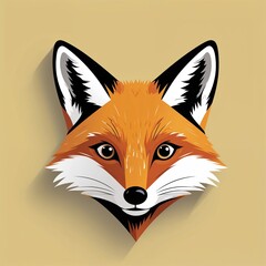 fox head on plain yellow background childish style illustration