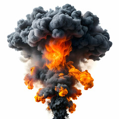 Fototapeta premium Fiery Explosion with Black Smoke and Orange Flames