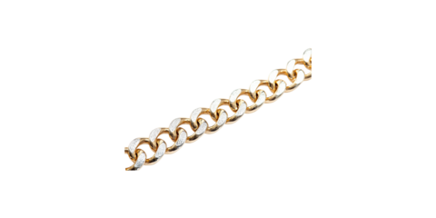 Gold silver chain bracelet with chunky links isolated on transparent background