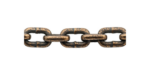 Obraz premium Rustic metal chain segment showing weathered links isolated on transparent background