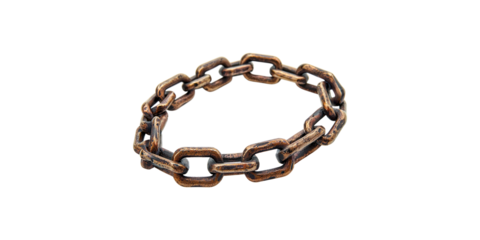 Vintage iron chain bracelet with rustic links isolated on transparent background