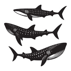 Stunning Whale Shark silhouette, an artistic tribute to marine giants - Whale Shark illustration - Minimalist Whale Shark vector - Fish silhouette

