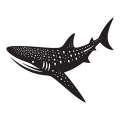 Slow-moving Whale Shark silhouette, a peaceful nomad of the ocean - Whale Shark illustration - Minimalist Whale Shark vector - Fish silhouette
