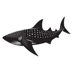 Fototapeta premium Monumental Whale Shark silhouette, an awe-inspiring marine icon - Whale Shark illustration - Minimalist Whale Shark vector - Fish silhouette 