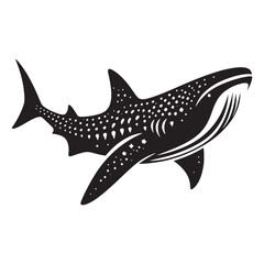 Floating Whale Shark silhouette, a giant in perfect harmony - Whale Shark illustration - Minimalist Whale Shark vector - Fish silhouette

