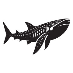 Spotted Whale Shark silhouette, showcasing its unique patterns - Whale Shark illustration - Minimalist Whale Shark vector - Fish silhouette
