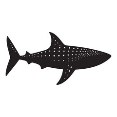 Mysterious Whale Shark silhouette, blending into the ocean’s depths - Whale Shark illustration - Minimalist Whale Shark vector - Fish silhouette
