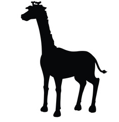 Cute cartoon hand drawn vector Giraffe silhouette.