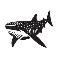 Gentle Whale Shark silhouette, the tranquil giant of the deep - Whale Shark illustration - Minimalist Whale Shark vector - Fish silhouette
