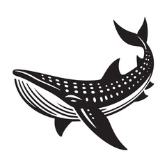 Majestic Whale Shark silhouette, the gentle giant of the ocean - Whale Shark illustration - Minimalist Whale Shark vector - Fish silhouette
