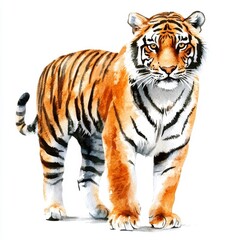 Obraz premium Majestic Bengal Tiger in Vibrant Watercolor Style Illustration