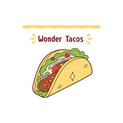 Vector Illustration Of Wonder Delicious Tacos