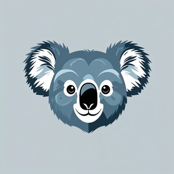 koala head on plain white background childish style illustration