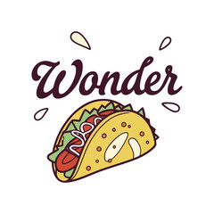 Vector Illustration Of Wonder Delicious Tacos