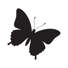 Flying black silhouettes of Butterfly Vector design element white Background.