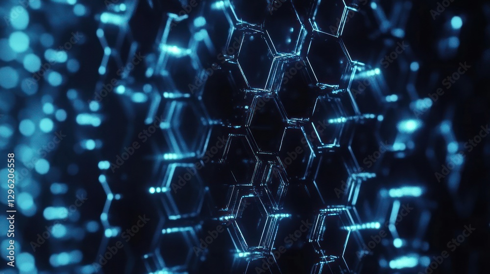 Wall mural abstract glowing hexagonal pattern background