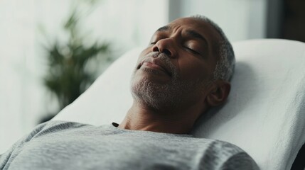 Rare illness patient undergoing a massage therapy session in a quiet spa. Featuring relaxation and pain relief
