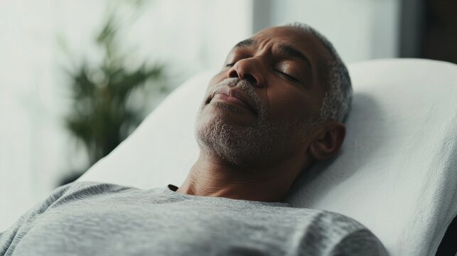Rare illness patient undergoing a massage therapy session in a quiet spa. Featuring relaxation and pain relief