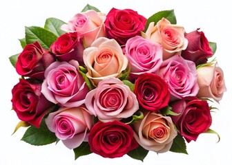 Obraz premium Delicate Pink & Red Rose Bouquet: Anniversary Celebration Stock Photo