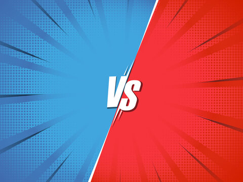 Cartoon comic background fight versus competition poster with halftone effect retro pop art style vector illustration