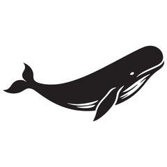 Ancient Sperm Whale silhouette, the embodiment of oceanic mystery - Sperm Whale illustration - Minimalist Sperm Whale vector - Fish silhouette
