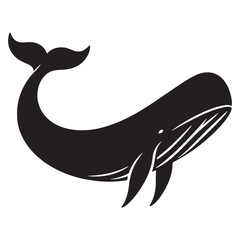 Monolithic Sperm Whale silhouette, a towering deep-sea wonder - Sperm Whale illustration - Minimalist Sperm Whale vector - Fish silhouette
