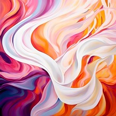 Obraz premium Abstract background featuring intricate, flowing white lines over a vibrant colored canvas