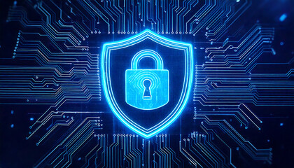 security concept with shield and padlock