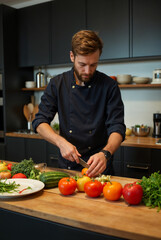 Fototapeta premium Professional chef preparing ingredients.