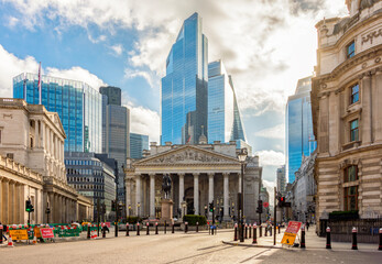 Royal Exchange building in City of London, UK
