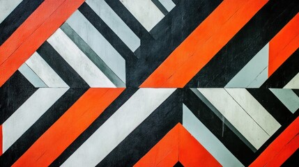 Abstract geometric pattern with red, black, and gray stripes.