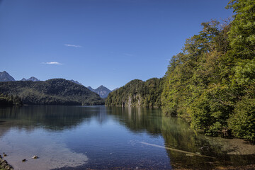 Obraz premium Lake Alpsee, near Neuschwanstein Castle, Bavaria, Germany