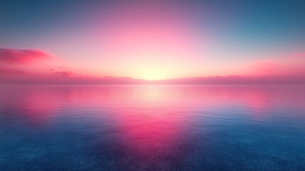 Obraz premium Pink sunset over calm ocean, misty background